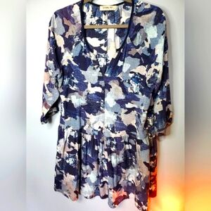 Sam & Lavi Dress Blue Camo Anthropologie size Small